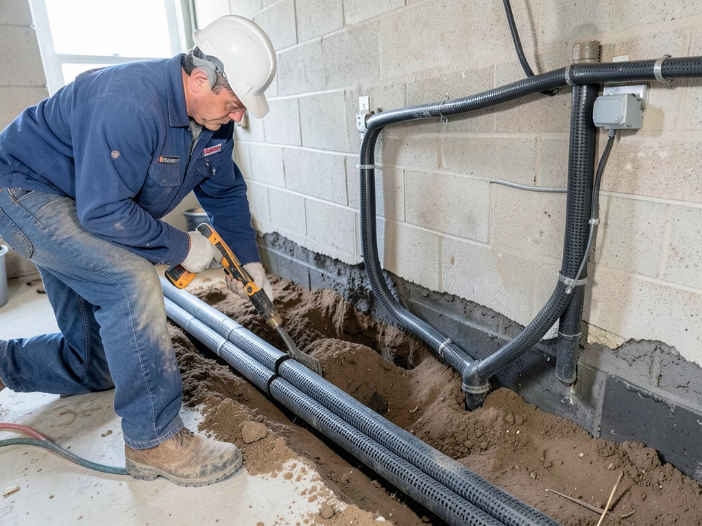 Deciding between an interior french drain and a su